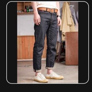 MadePants Men’s American Retro Style Raw Denim Jeans - indigo